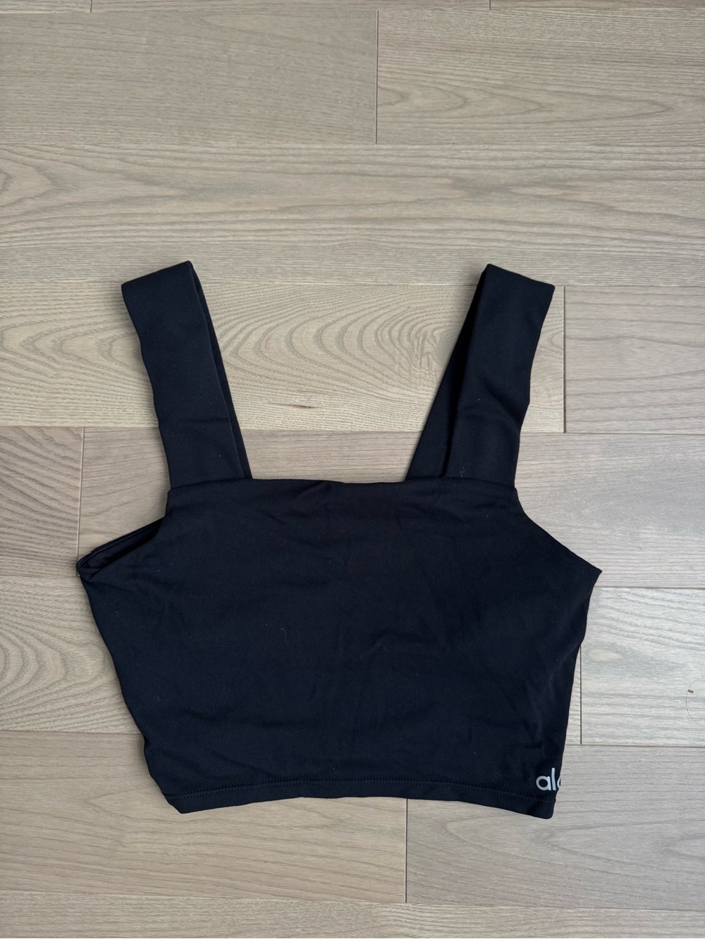 ALO Yoga Black Cropped Sports Bra Tank with Wide Straps